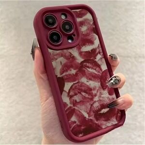 iPhone 16 Pro Max Case, Kiss Lips‎ Print, Protective Phone Cover Accessory